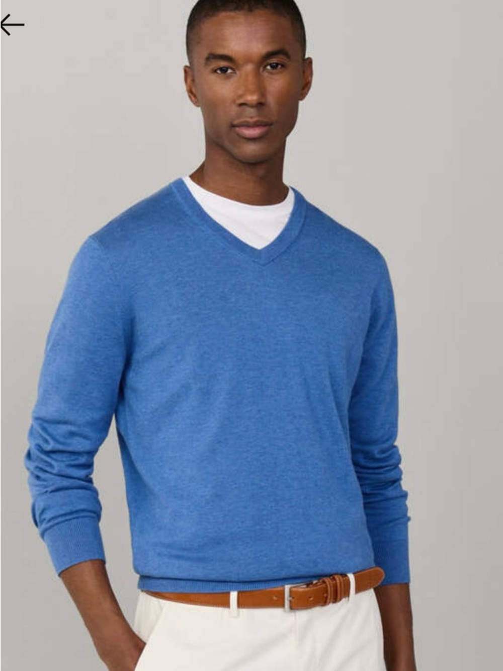 Façonnable Silk Cashmere Cotton V-Neck Sweater Blue Men’s Large